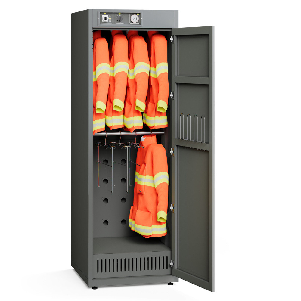 Der Trockenschrank Warmluft 8 Arbeitsjacken und Arbeitshosen ist f�r den t�glichen Einsatz in Umkleiden, Werkh�fen und Betrieben mit hohem Kleidungsdurchlauf konzipiert.