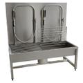 Boot washer with splash guard wall